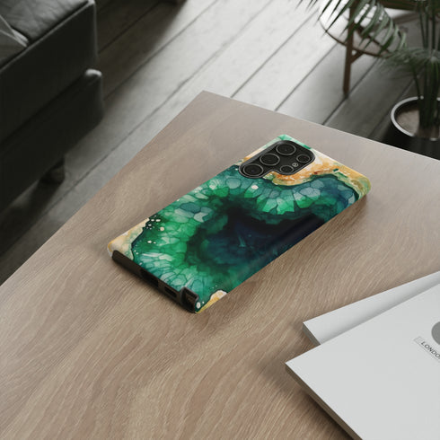 Green Geode in Watercolor - Impact Resistant Phone Case